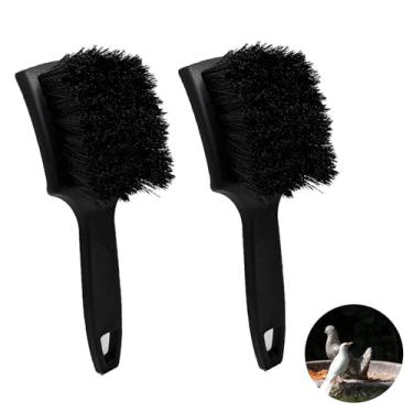 Imagem de 2 peças de escova de banho para pássaros, escova de limpeza de banho de pássaros, esfregão utilitário para alimentador de pássaros, jardim, fonte e limpeza externa (preto)