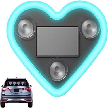 Imagem de Luz neon LED em forma de coração movida a energia solar para decoração de carros e ambientes externos - IP65 à prova d'água, vários modos, ambiente romântico para casais (azul lago, 1 peça)