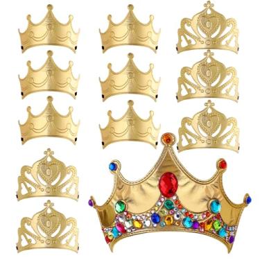Imagem de Richness Conjunto de 12 peças, coroas de festa para crianças, faça você mesmo, tiaras, colagem, artesanato, atividades de festa de aniversário (ouro)