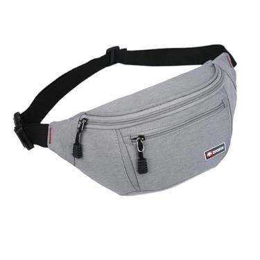 Imagem de Pochete para homens e mulheres, bolsa transversal grande resistente à água, esportiva, caminhada, corrida, cinto de quadril (1 pacote - cinza claro)