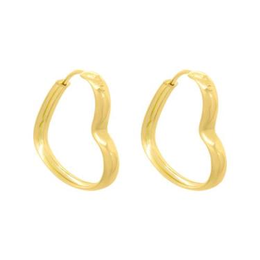 Imagem de Brinco Ouro 18k Argola Coração M-3201 - 750 Net OZ