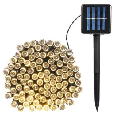 Imagem de Luz de fita solar com 100 200 LEDs 2 modos iluminação IP65 à prova d água luzes fada suspensas para festa feriado sala estar jardim pátio