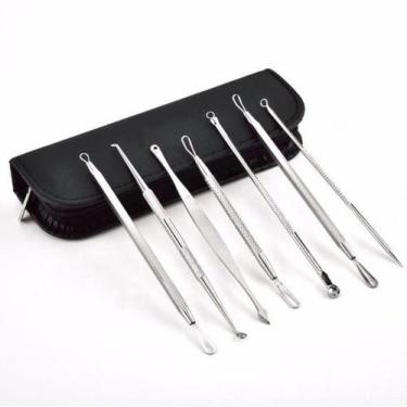 Imagem de Kit De 7 Pinças Cureta Dermatológica Para Remover Cravos E Espinhas - 