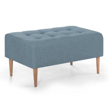 Imagem de Recamier Calçadeira Solteiro 90 Pés Palito Due - Due Decor, Linho Azul