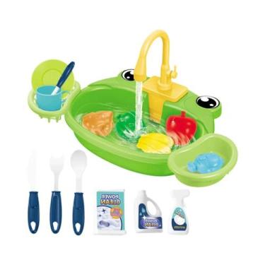Imagem de Brinquedo De Lava-Louças Elétrico Para Pia De Cozinha Com Água Corrent