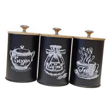 Imagem de KiBcsLic Conjunto de 3 Potes de Cozinha: Pote para Café com Tampas, Decoração de Cozinha, Armazenamento de Alimentos, Utensílio Multifuncional, Pote para Chá e