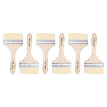 Imagem de HARFINGTON 6 pincéis de pintura de lascas grossas duplas de 12,7 cm com cabo de madeira para pintura de arte faça-você-mesmo, móveis, gabinete, cercas, deck, parede, porta, guarnição, branco