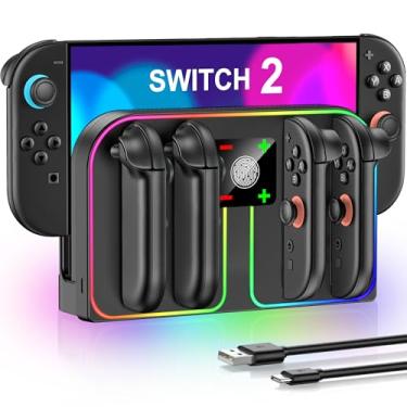 Imagem de Switch 2 Charging Dock Compatible with Nintendo (2025) Joycon Controller, Switch 2 Joypad Charger/Fast Charging Stand Station with Magnetic Design