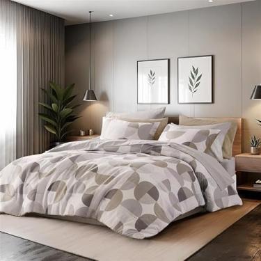 Imagem de Regency Heights Conjunto de edredom queen estampado em três tons, cama em uma bolsa, conjunto de cama com 9 peças, edredom e lençol de microfibra ultramacia, quente e aconchegante para todas as