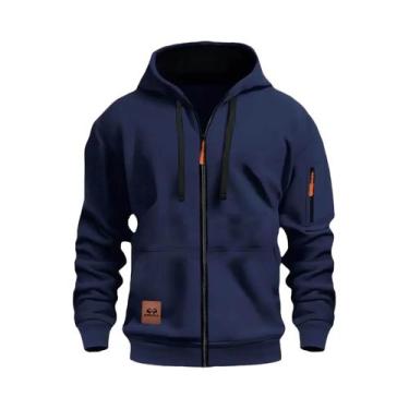 Imagem de Jaqueta De Moletom Casual Masculina Com Capuz, Zíper, Bolsos, Leve, So