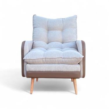 Imagem de Poltrona Inglaterra Reclinável material sintético Chocolate com Linho 