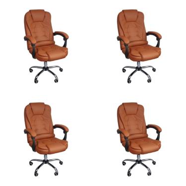 Imagem de Kit 4 Cadeiras Escritório Presidente Reclinável Ergonômica