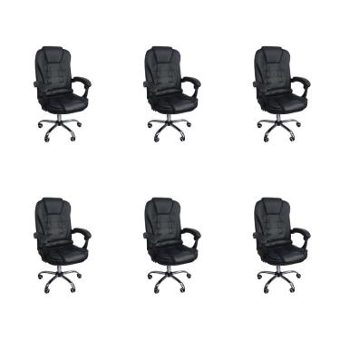Imagem de Kit 6 Cadeiras Escritório Presidente Ergonômica - Preto