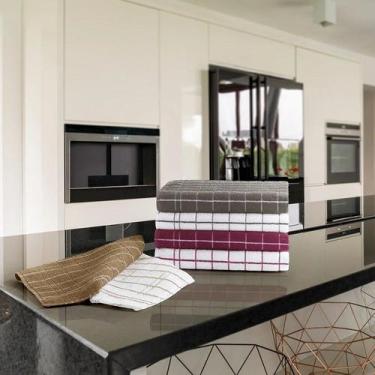 Imagem de Kit Pano de Copa 6 Peças Linha Chef Gourmet Xadrez Algodão Teka