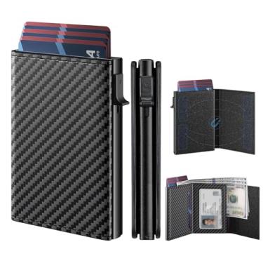 Imagem de Carteiras masculinas macias com bloqueio de RFID, 14 compartimentos para cartão de crédito, carteira masculina elegante e fina para cartão de identificação, dinheiro, seção de notas, presente para pai