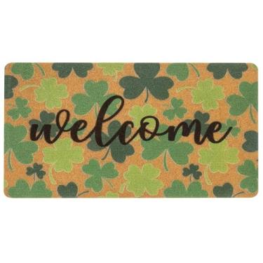 Imagem de FGSS St. Patrick's Green-Shamrocks Capacho de boas-vindas ao ar livre - Entrada - Coir-antiderrapante Tapete de porta frontal trevo primavera decoração de casa