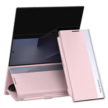 Imagem de LTLMYDAM Capa galvanizada para Samsung Galaxy Z com três dobras, aba de couro vegano, fecho magnético, função de suporte com capa de suporte de caneta, rosa, dobra tripla