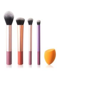 Imagem de Kit de Pincéis de Maquiagem com Esponja, 4 Peças, Colorido, Rosa Dourado Roxo, com Blender