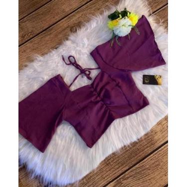 Imagem de Cropped manga flutuante feminino - H&C modas , Roxo