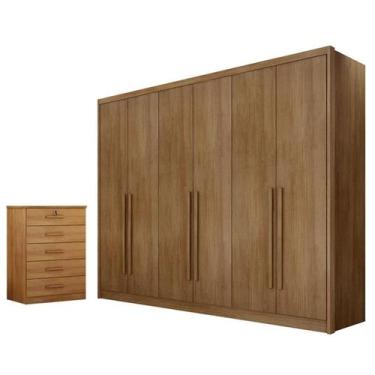 Imagem de Guarda Roupa Casal Bandeira e Gaveteiro Suiça Cumaru 23 - Novo Horizon