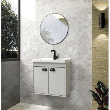 Imagem de Gabinete Armario para Banheiro 100% MDF com Cuba - Siena 50cm - RIVERZ