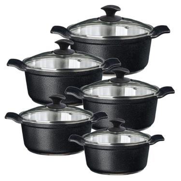 Imagem de Jogo Panela Preto Craqueado Alumínio Usinado Javali Aa 16A24