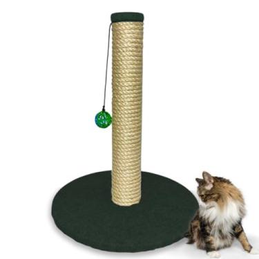 Imagem de Arranhador Torre para Gatos com Base Estável, Sisal Natural 8mm, Guizo Interativo, Carpete Confortável, 44cm Altura, Moderno (Verde)