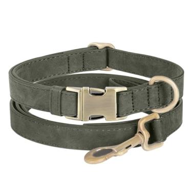 Imagem de Coleira de couro genuíno para cães – Coleira ajustável para animais de estimação com fivela de metal de liberação rápida, coleira de couro verdadeiro para cães pequenos, médios e grandes (coleira