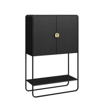 Imagem de Bar Luna 2 Portas Preto e Dourado - Modern