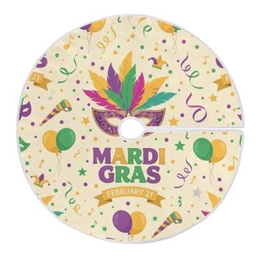 Imagem de ATTX Saia de árvore com máscara de carnaval de 90 cm – decoração festiva para festas de ano novo e carnaval #220