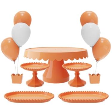 Imagem de Kit com 1 Boleira Plus, 2 Mini Boleira Pérola, 2 Bandeja Pérola e 2 Suporte p/Balões c/ 3 Hastes(PP - PAPAYA)