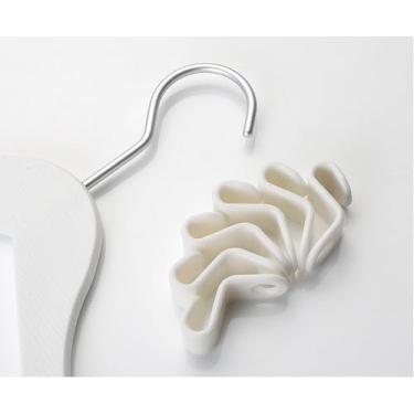 Imagem de Kit 50 Ganchos Conectores para Cabides Organizador de Guarda-Roupa Otimizador de Espaço Closet Armário Cabide Plástico Universal Branco