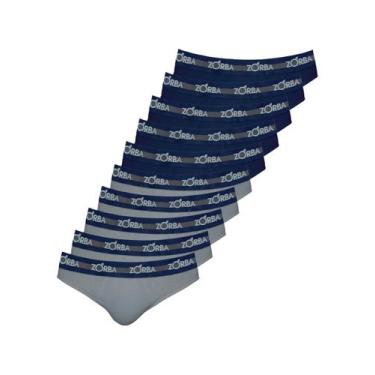 Imagem de Kit com 10 Cuecas Slip Zorba 0764, Azul marinho, M