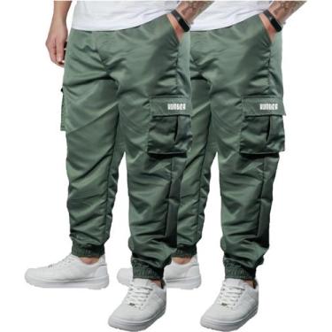 Imagem de Kit 2 Calça Jogger Bolsos Cargo Corta Vento Masculina Skate - Hunter C