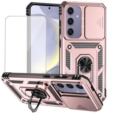 Imagem de Vokuha Capa para Galaxy S25 FE, capas para Samsung S25FE 5G com protetor de tela de vidro temperado e capa de câmera deslizante, anel giratório de 360°, capa magnética para Samsung Galaxy S25 FE ouro