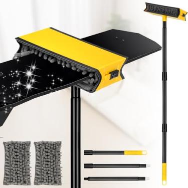 Imagem de Limpador de ventilador de teto espanador com haste de extensão, limpador de lâmina de ventilador ferramenta de limpeza de microfibra com cabeça de esfregão de chenille reutilizável para persianas de