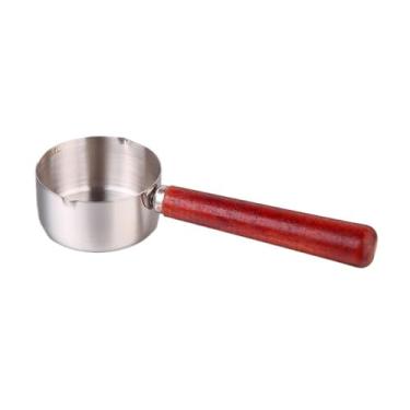 Imagem de Copo de molho para bife com cabo de madeira, copo de molho ocidental de aço inoxidável com alça, prato de molho de salada de tomate Jarro de leite (médio)