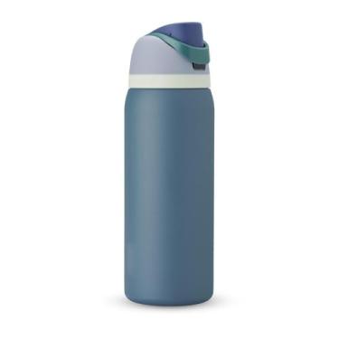 Imagem de Garrafa Térmica de Aço Inoxidável com Canudo para Esportes e Viagem, Garrafa Esportiva Livre de BPA, 950 ml (Azul)