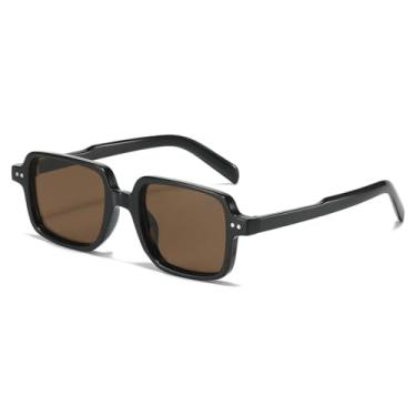 Imagem de HCHES Óculos de Sol Femininos de Luxo com Lentes Degradê em Tartaruga e Rebites Retrô Masculinos com Proteção UV400 (cor chá preto)