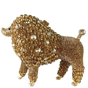 Imagem de Usuisy Mini bolsas noturnas para filhotes, poodle, strass, bolsas de mão para mulheres, bolsa clutch de cristal para festa de formatura animal cão, Dourado, Mini