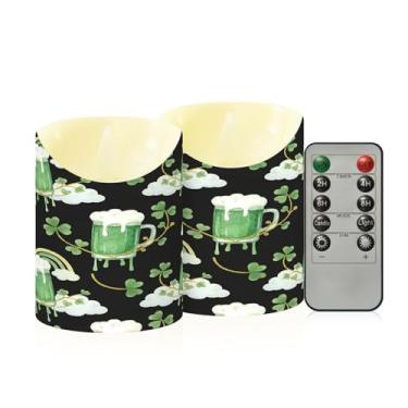 Imagem de Wassud Pacote com 2 velas sem chama com controle remoto, velas realistas cintilantes com temporizador, velas decorativas para Natal, casamento, festa, decoração pequena