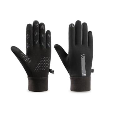 Imagem de Luvas de inverno para ciclismo, resistência térmica, frio, vento, impermeável, luvas quentes para corrida ao ar livre, esqui, (preto)