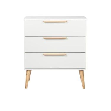 Imagem de Cômoda Infantil Retrô 3 Gavetas  Branco com Carvalho Malva - Quater