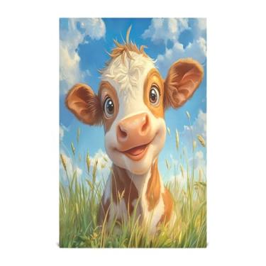 Imagem de xigua Conjunto de 1 panos de prato de cozinha de vaca fofos, macios e altamente absorventes de secagem rápida para limpeza de pratos e limpeza à mão, 71 x 45 cm