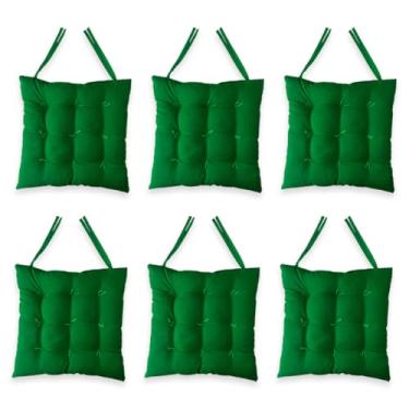Imagem de Kit com 6 Assentos Futon 40x40cm - Almofadas para Cadeira de Jantar, Pallet e Bancos, Confortáveis e Duráveis, Versáteis para Casa e Eventos (Verde)