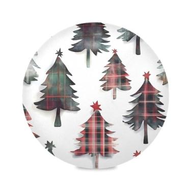 Imagem de STAYTOP Jogo americano redondo de árvore de Natal, 6 peças, tapetes de mesa antiderrapantes fáceis de limpar para decoração de mesa de festa de churrasco em casa