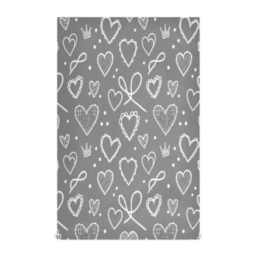 Imagem de Wassud Panos de prato de cozinha com corações de giz 1 pacote de panos de prato macios com laço para pendurar toalha de mão super absorvente de secagem rápida toalhas de chá de mesa decorativas 71 x