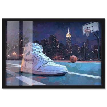 Imagem de NYC Balling at Night Shadowbox Print Tênis Wall Art por Art Remedy, moldura preta, 78 x 53 cm