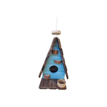 Imagem de Chalé de Passarinho Feito de Madeira com Comedouro Decoração de Jardim