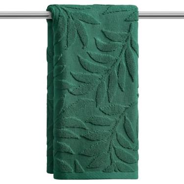 Imagem de Artoid Mode 1 peça de toalhas de mão de primavera jacquard verde escuro folhas 3D para banheiro, 100% algodão macio absorvente toalha de decoração de banheiro, 14,7 x 29,5 polegadas
